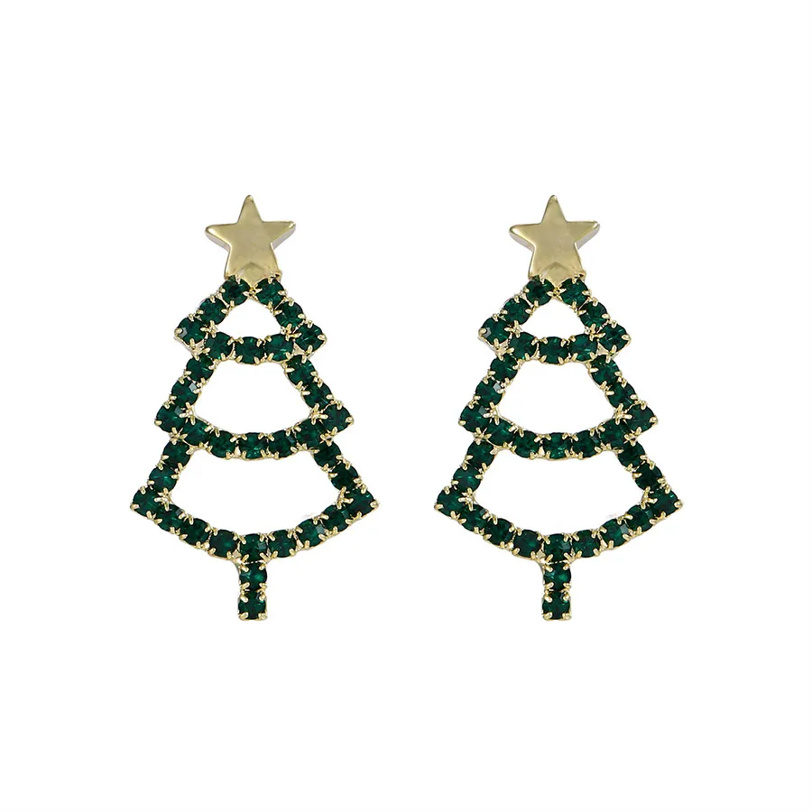 

YMearring-353 Xuping jewelry ornaments fashion and exquisite Christmas tree wishing star 14K gold set rhinestone earrings