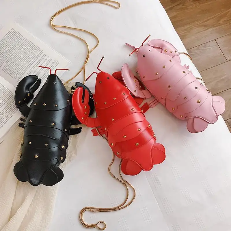 

Fun Cute Fashion Lobster Style Pu Leather Girl's Chain Purse Handbag Crossbody Mini Bag Women Shoulder Bag Totes Clutch Bag Flap