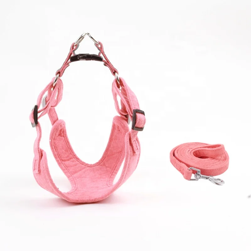 

2020 No Pull Newest Pink Adjustable Puppy Dog Vest Collar Dog Harness Leash Set, Accept custom make