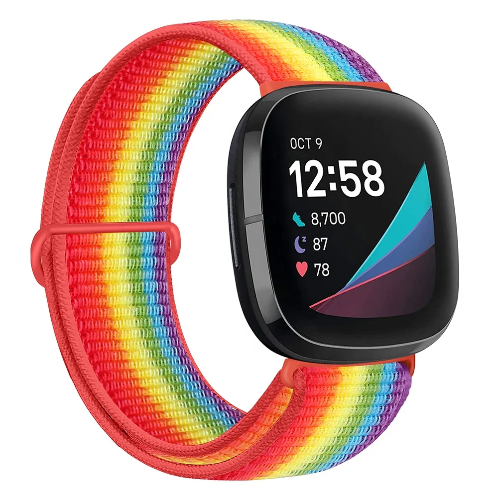 

New Styles Colorful Woven Wristband Quick Release Fitbit Versa 3 Nylon Strap Loop for 3/sense Bands Replacement Wrist Smart, Optional