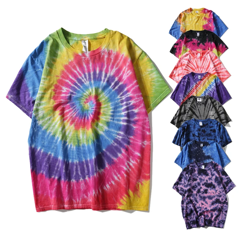 

Custom wholesale t shirt printing tie dye t shirts oversized top customize wash men's tie-dye t-shirts