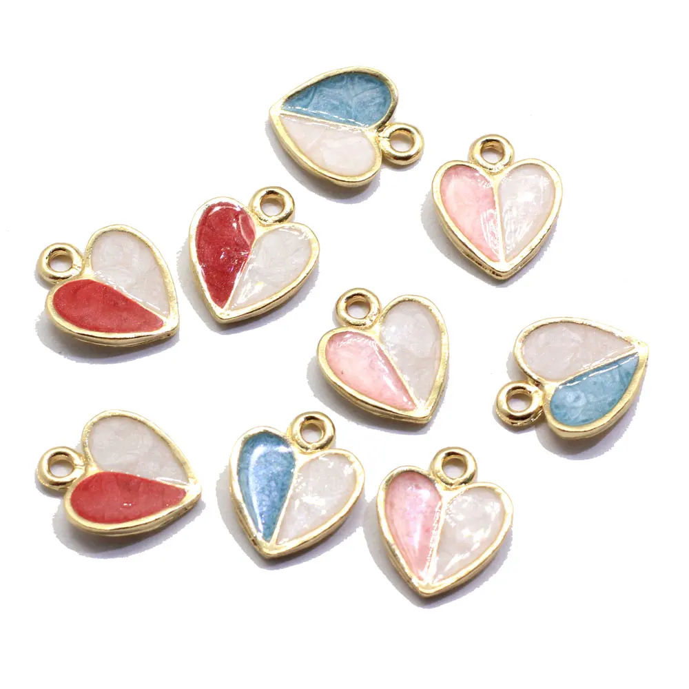 

Double Color Heart Charms with 2mm Hole Alloy Zinc Earring Accessory, Same as photo