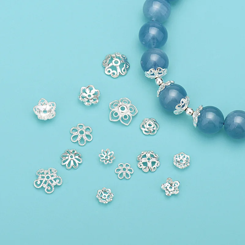

Real 925 Silver Beads Cap Flower Bead Caps Sterling Silver DIY Jewelry Accessories Bead Caps