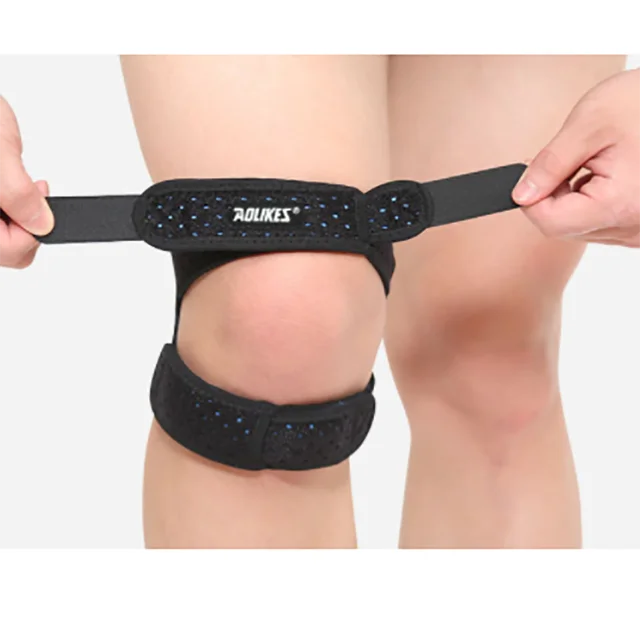 

Adjustable silicone support skin friendly exercise damping patella compression band, Black, pink