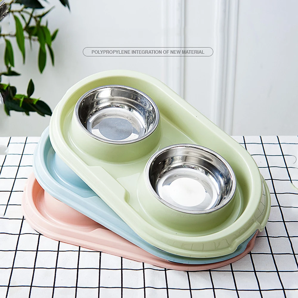 

New Eco-friendly Dog Cat Pet Feeder Food Water Bowl Stainless Steel Easy Clean Feeder Bowl For Dog Cat, Customized color