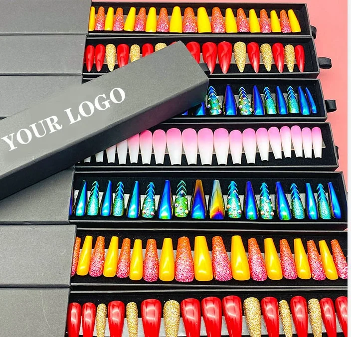 

Tstory 2021 Wholesale Fashionable Fake Nail Art Artificial Fingernails Custom Logo Press On nail Packaging Box