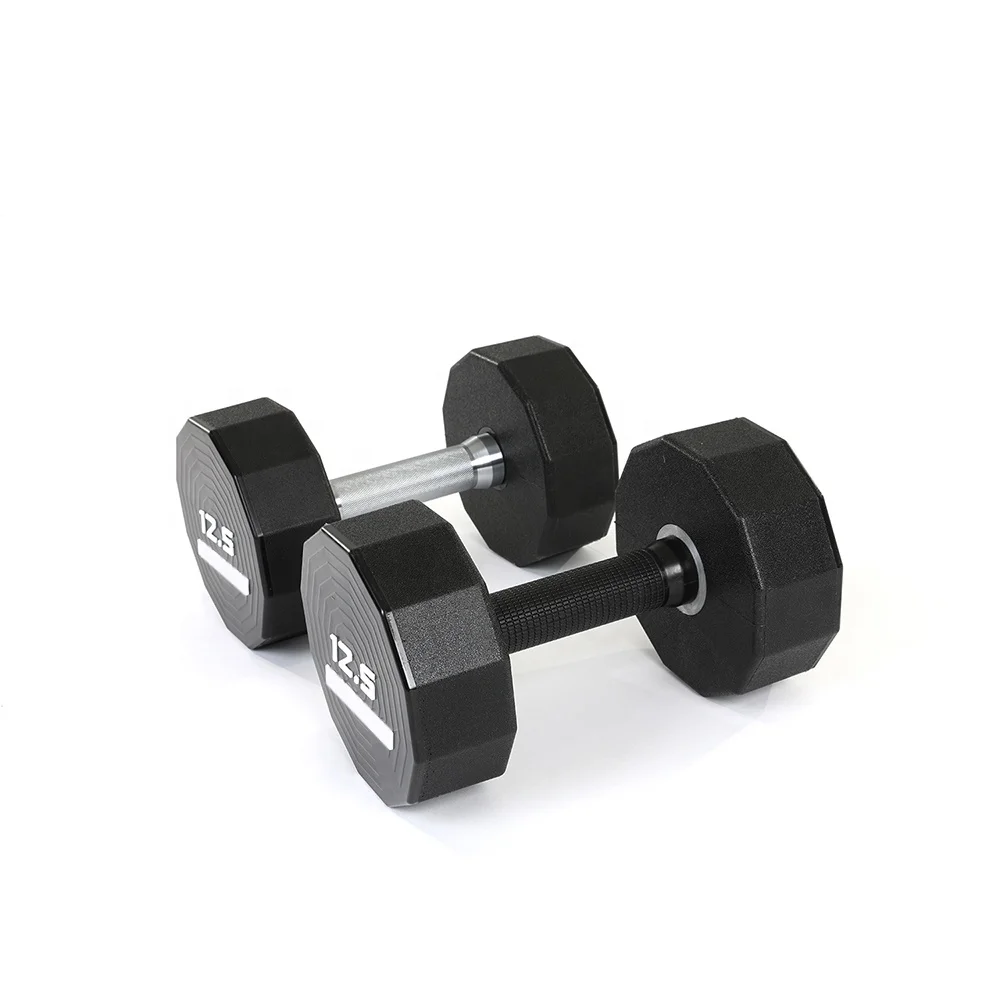 

Commercial use unique dodecagon design premium urethane dumbbells, Black