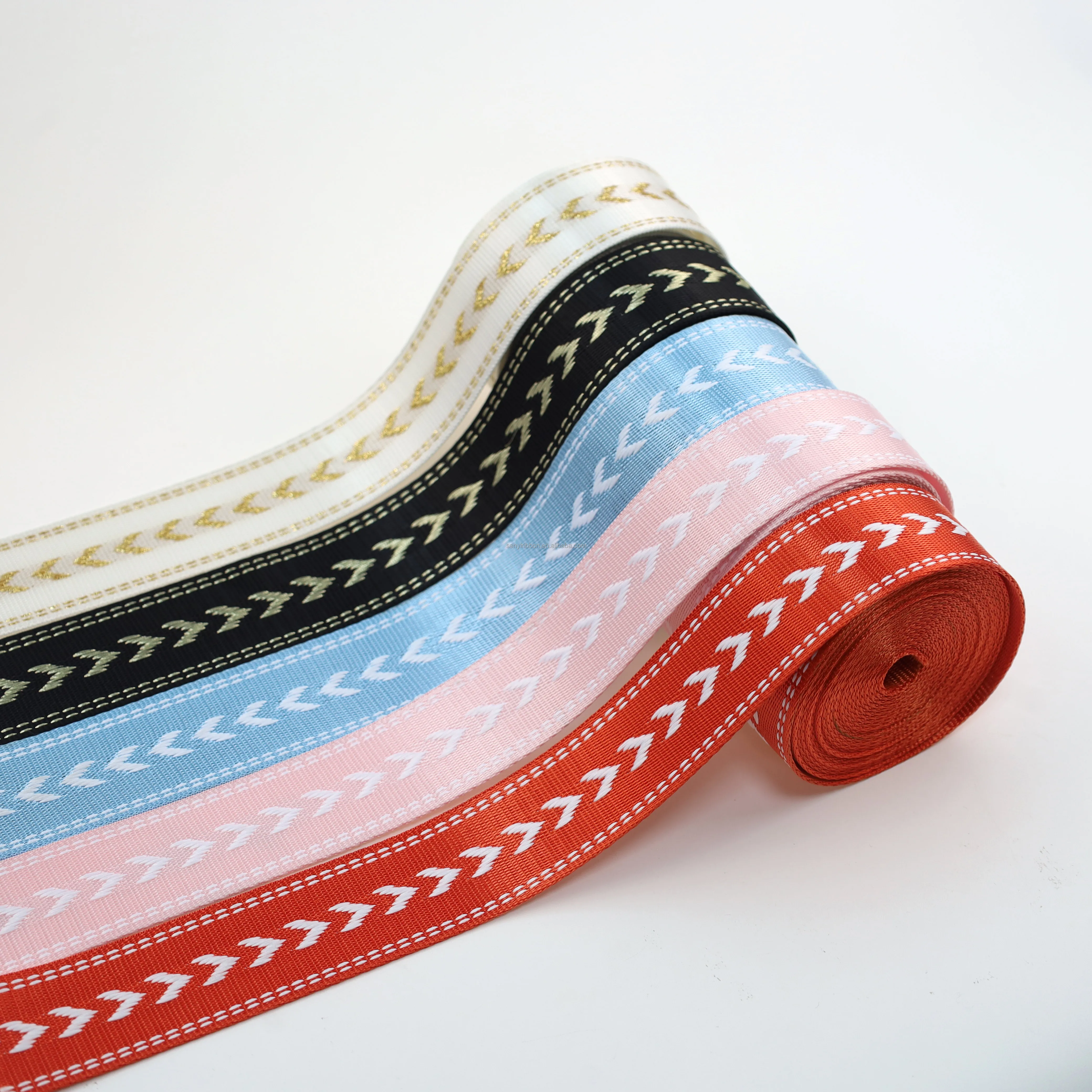 Hot Selling Colorful Arrow Pattern Polyester Imitation Nylon Webbing Custom logo Crossbody Bag Shoulder Strap Nylon Webbing