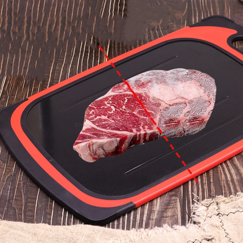 

New Amazon 2 in 1 Chopping Board Aluminum t Defrost Board Fast Thawing Meat Pate Defrosting Chopping, Balck red