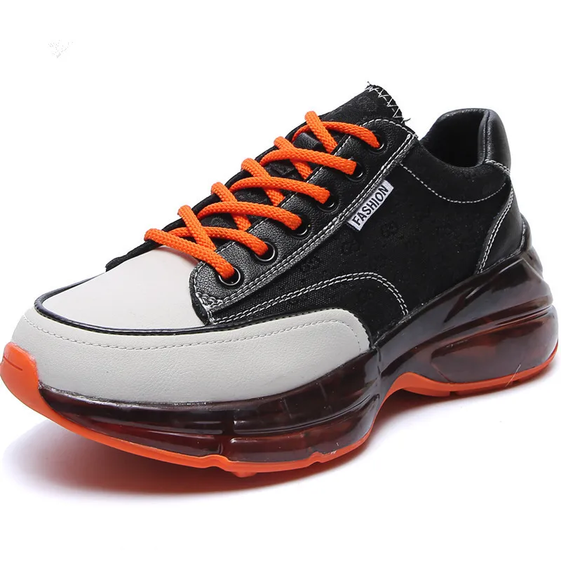 

Genuine Leather Thick Bottom Sneakers 2020 autumn Fashion Platform Chunky Women Shoes Trainers Ladies Footwear