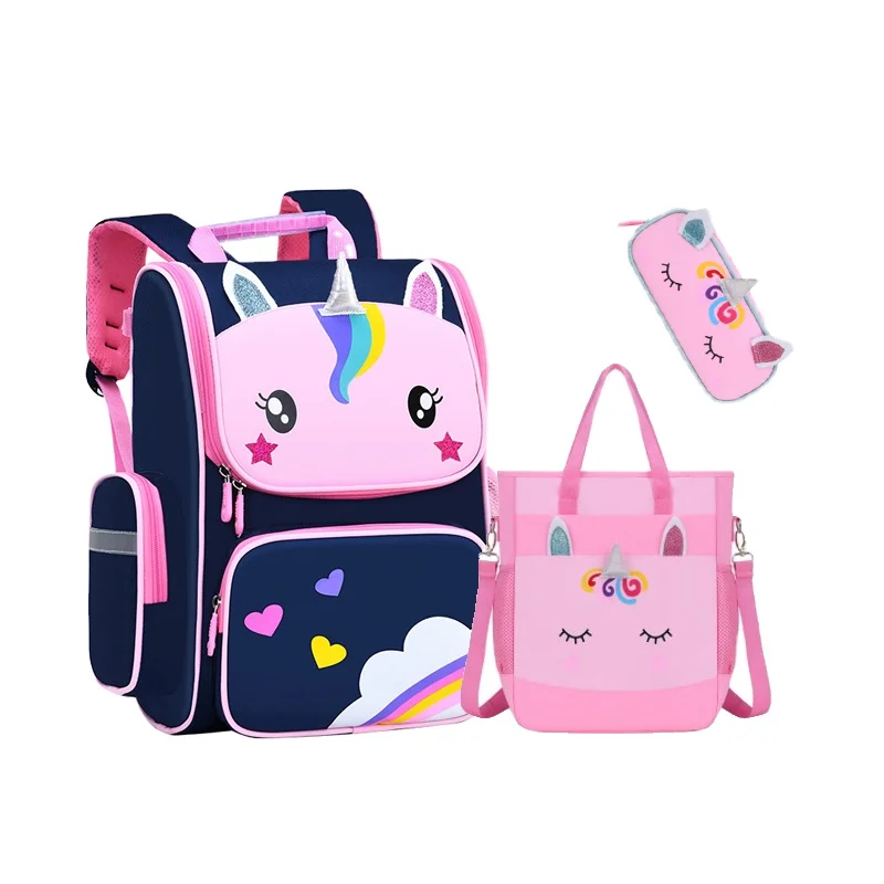 

Factory direct sale high quality durable cute unicorn cartoon kids backpack set