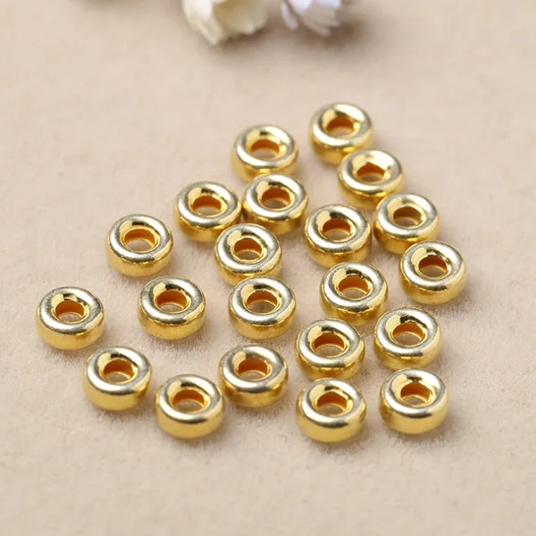 

925 Diy Accessories Ring Jewelry Flat Bead Silver Wild Wheel Beads Counter 18K Gold Rings, Picture shows