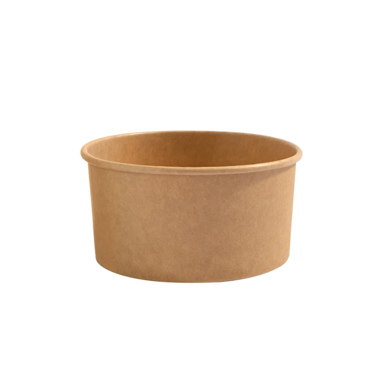 

Factory Supplier 400ml Round Bottom Disposable Kraft Paper Noodle Cup Take Out Paper Soup Bowl