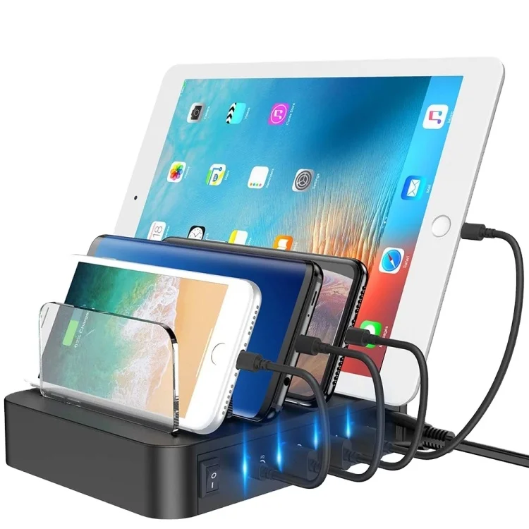 

Good 70W PD USB-C / Type-C + QC 3.0 USB + 2 USB 2.0 Ports charger station smartphone charging stand