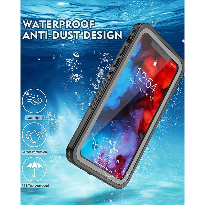 

Built-in Screen Protector Full Body Case IP68 Waterproof Custom Phone Case for iPhone 11 12