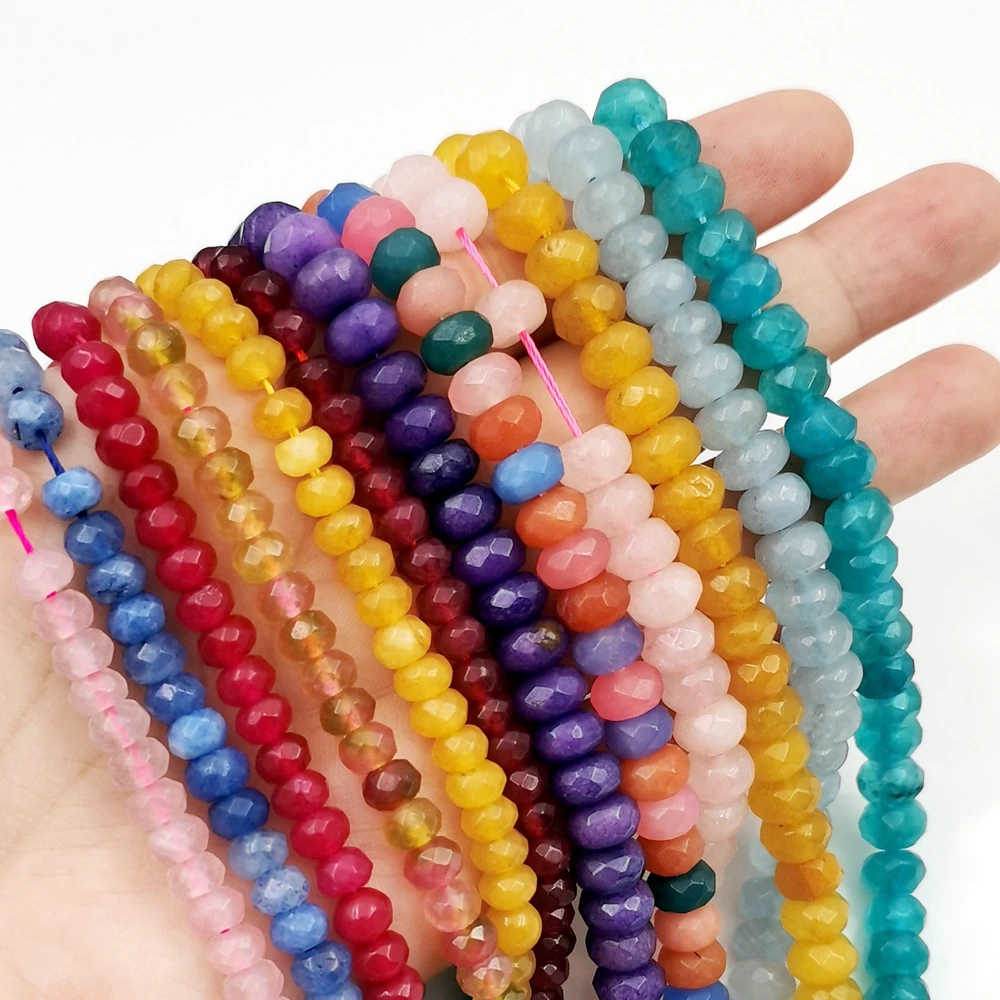 

Wholesale Multi Faceted Beads 6mm 8mm Natural Rondelle loose crystal Colors Strands Disc Wheel Women Necklace DIY jewelry Making, Multi stone beads strands