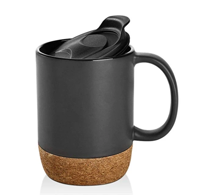 

Wholesale Customized Large Matte Stoneware Tea Ceramic Coffee Mug With Insulated Cork Bottom And Lid