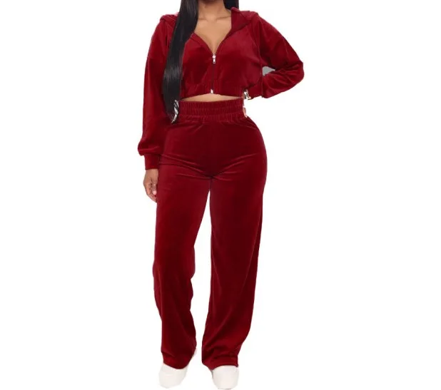 

2021 Autumn fashion gym fitness lady 2 piece custom your own logo velvet 260g sportswear zipper hoodie tracksuit, Custom color