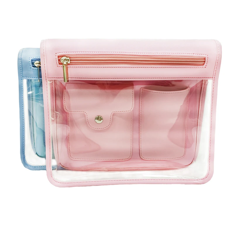 

New Arrival Portable Transparent Makeup Bag Clear Makeup Pouch Waterproof PVC Cosmetic Bag, Customized color