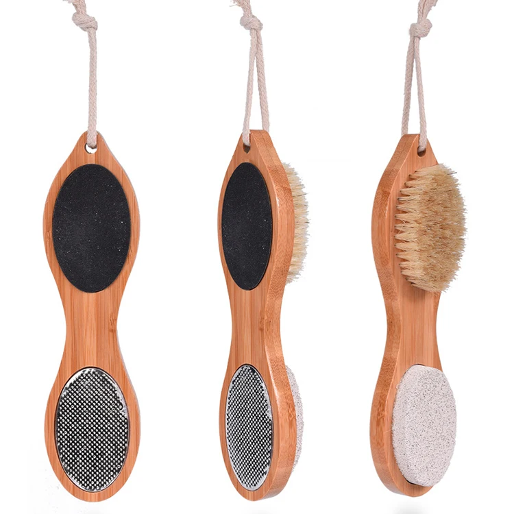 

4 in1 Eco Friendly Scrub Exfoliating Mini Foot Brush With Pumice Stone, Brown