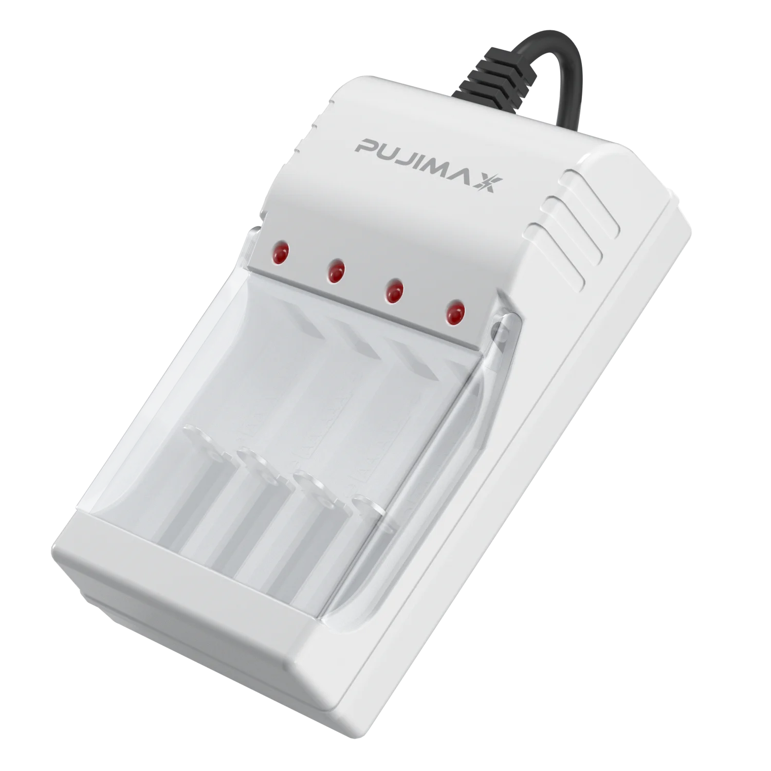 

PUJIMAX universal 4 slots LED battery charger for 1.2V AA AAA Ni-Mh Ni-Cd rechargeable battery, White