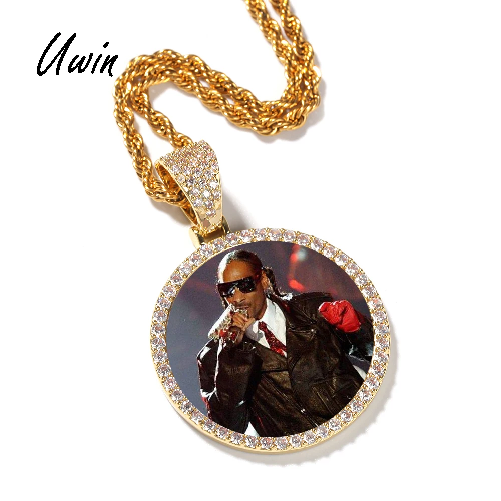 

Hip Hop Iced Out DIY Photo Frame CZ Pendant Custom Picture Pendant Necklace Personalized Women Men Rapper Jewelry