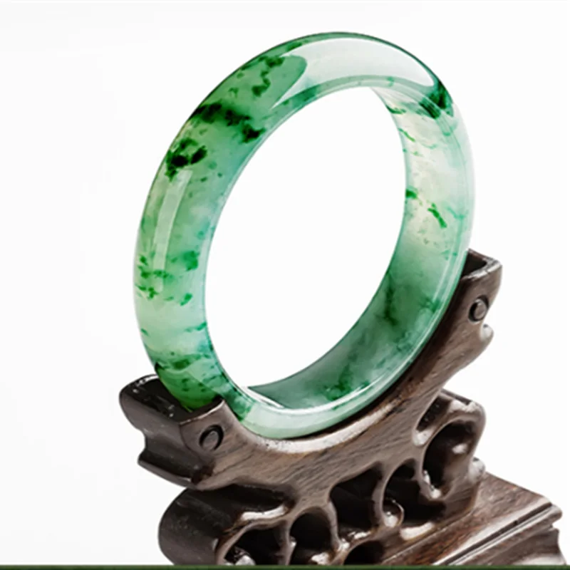 

YQ253 free shipping natural emerald Gemstone Cuff jadeite jade Bangle and bracelet jewellery, White