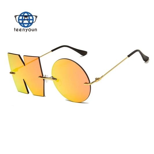 

Teenyoun Fashion Personality Letter No Sunglasses 2023 New Metal Sun Glasses Shades Gafas De Sol Irregular Unique Design Rimless