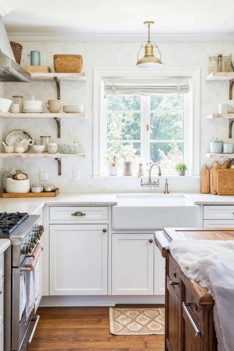 Rustic farmhouse sink with modern kitchen