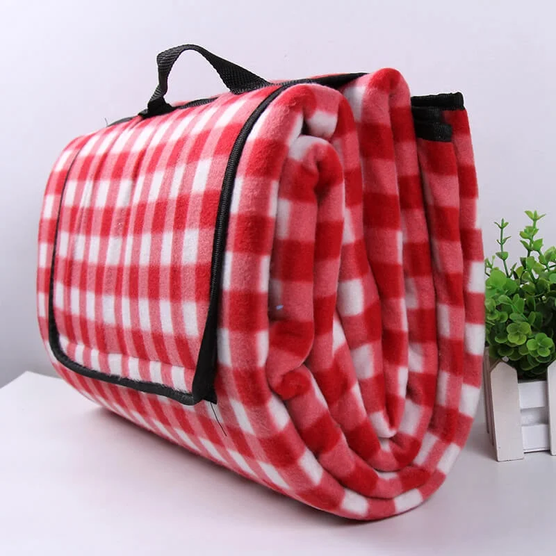 

i@home Outdoor foldable 200cmx200cm fleece beach travel picnic blanket plaid, Red
