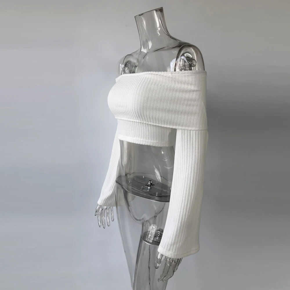 
8334 Custom Women sweater turtleneck women collarless sweaters girl knitted cotton pullover sweater crop top 