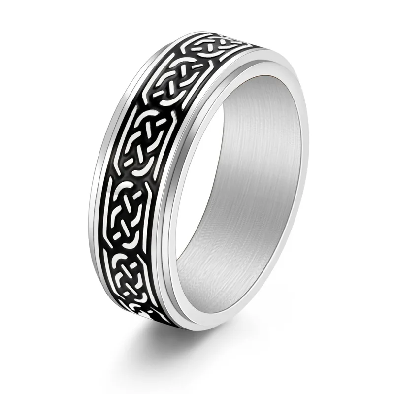 

Nordic Celtic knot stainless steel rotating ring personalized