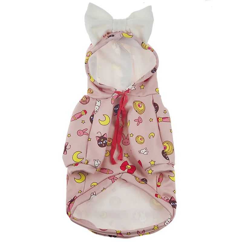 

New design autumn winter girl bowknot pet sweater cat clothes dog hoodie, As shown in details