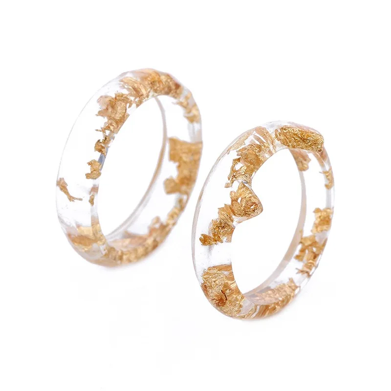 

Creative Cat Ears Gold Leaf Acrylic Rings Fashion Yellow Resin Rings Jewelry Women