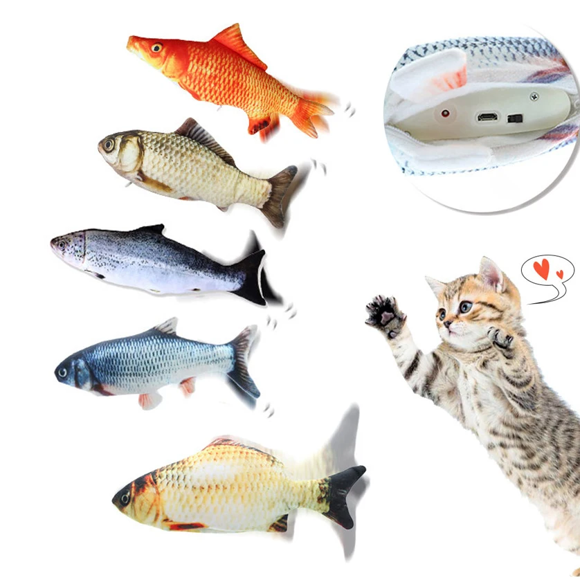 

Cat playing electric moving fish floppy toy USB chargeable swing cat fish toy Catnip Interactive Cat Toy, Picture showed