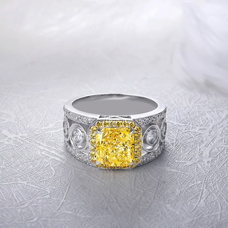 

Hot Sale Style Rings for Men Father's Day Gift for Dad 925 Silver Simulated Yellow Diamond Jewelry Ring