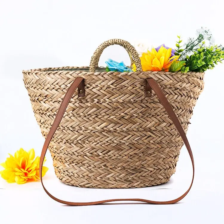 

Eco Friendly Large Natural Seagrass Womens Straw Beach Tote Shoulder Bag