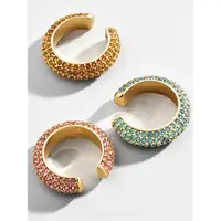 

Europe and America Colorful Rhinestone paved earring without hole Rainbow Ear Cuff