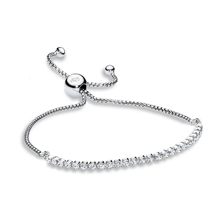 

Women Jewelry Cubic Zirconia 925 Sterling Silver Charm Adjustable Bracelet Women, Silver,gold or custom