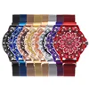 Factory wholesale fashion new openwork disk rotating watch magnet stone vibrating explosion time to run watch women