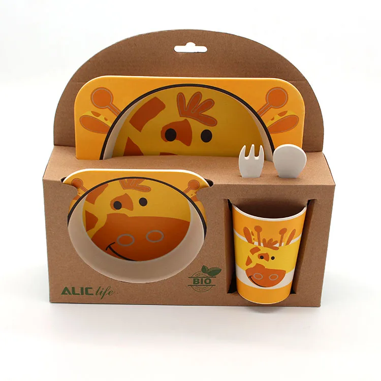 

Cute Design Cartoon Bamboo Fiber Kids Dinner/Dinnerware/Tableware Sets, Orange/yellow/green etc