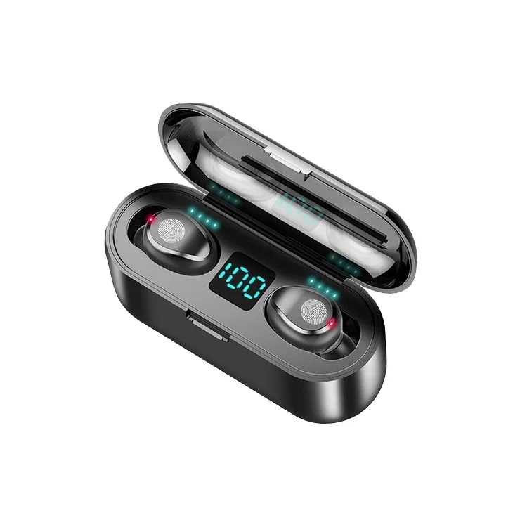 

Free Samples F9 Noise Cancelling Waterproof IPX7 Sport Wireless Earbuds Earphones With Power Bank 2000mAh Battery Lcd Display, Balck