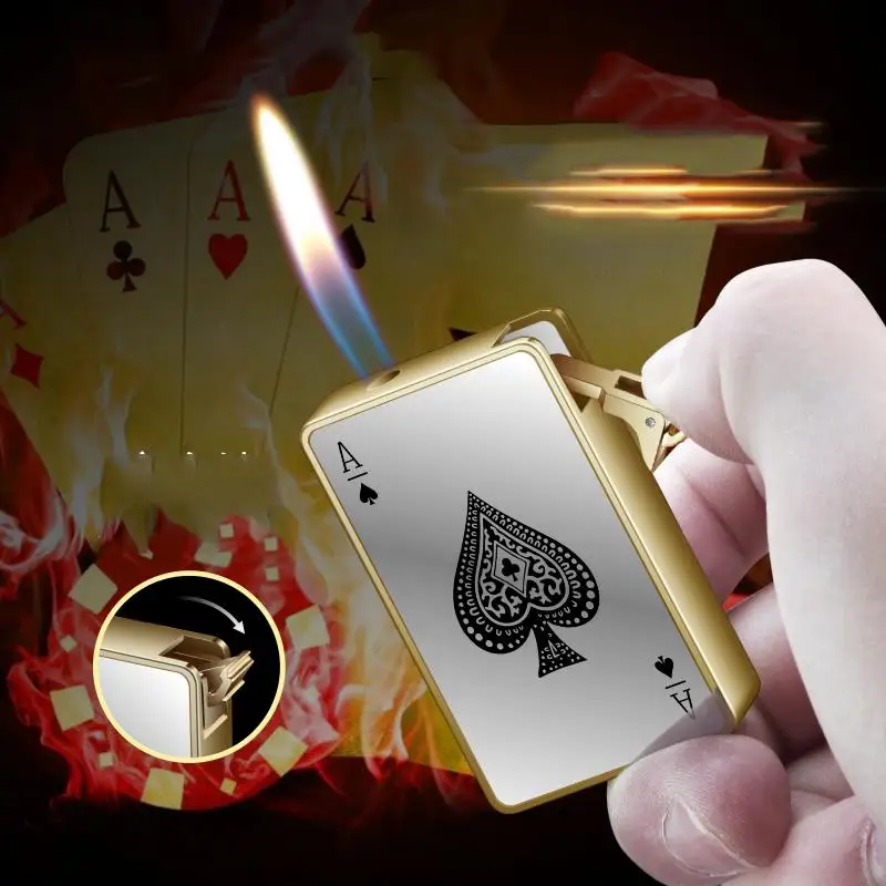 

Black Jack Creative Jet Torch Turbo Gas Lighter Texas Counterfeit Playing Cards Butane Windproof Metal With LED Lighter 2.0, Custom