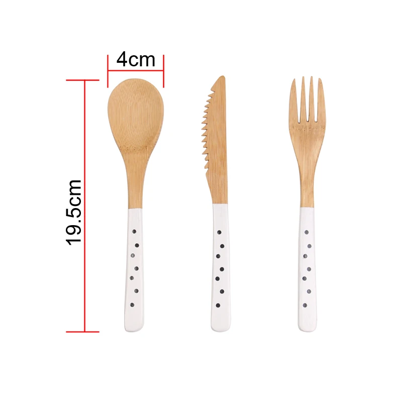 

Wholesale custom bamboo cutlery set with color print handle, Wood