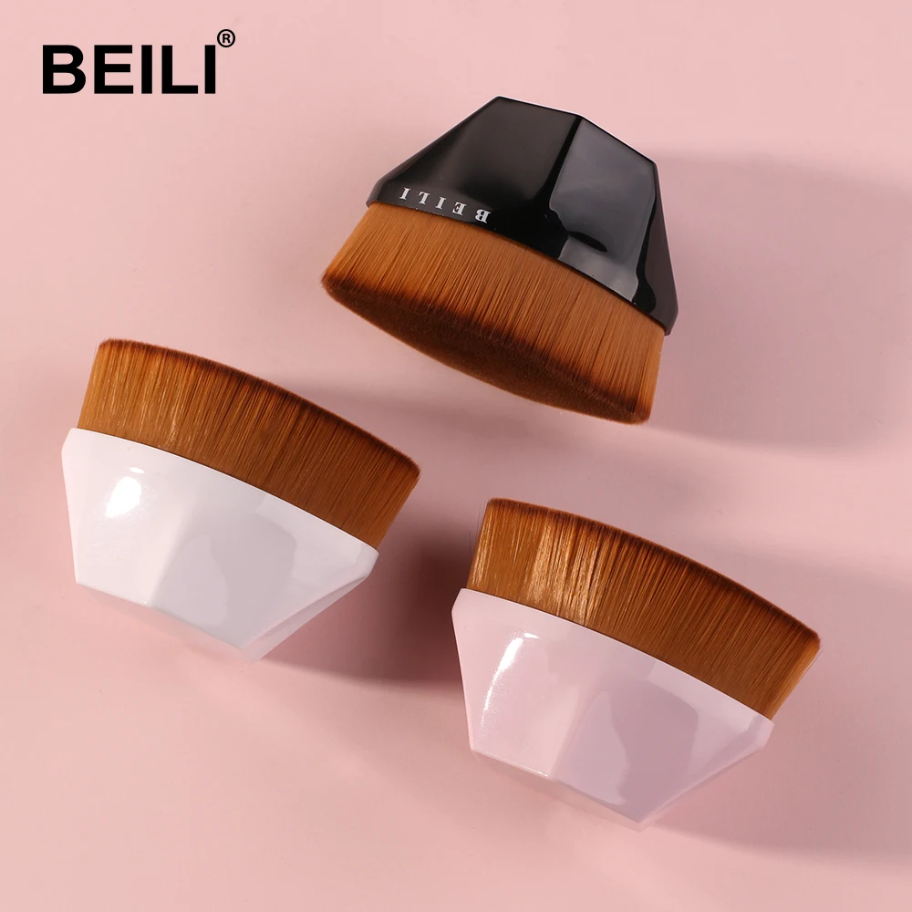 

BEILI Vegan Makeup Brushes Foundation Powder Brush Private Label Logo Synthetic Single Kabuki Flat Top Liquid Foundation Brush, Any color as per your request