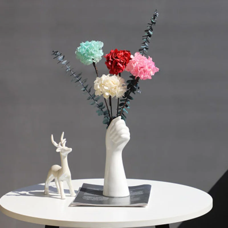 

Modern Hand Creative Unique Table White Ceramic Vase For Home Office Decor, Picture(support customized