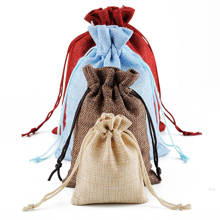

Customized Promotional Gift Custom Cheap Cotton Linen Hemp Canvas Small Drawstring Bag