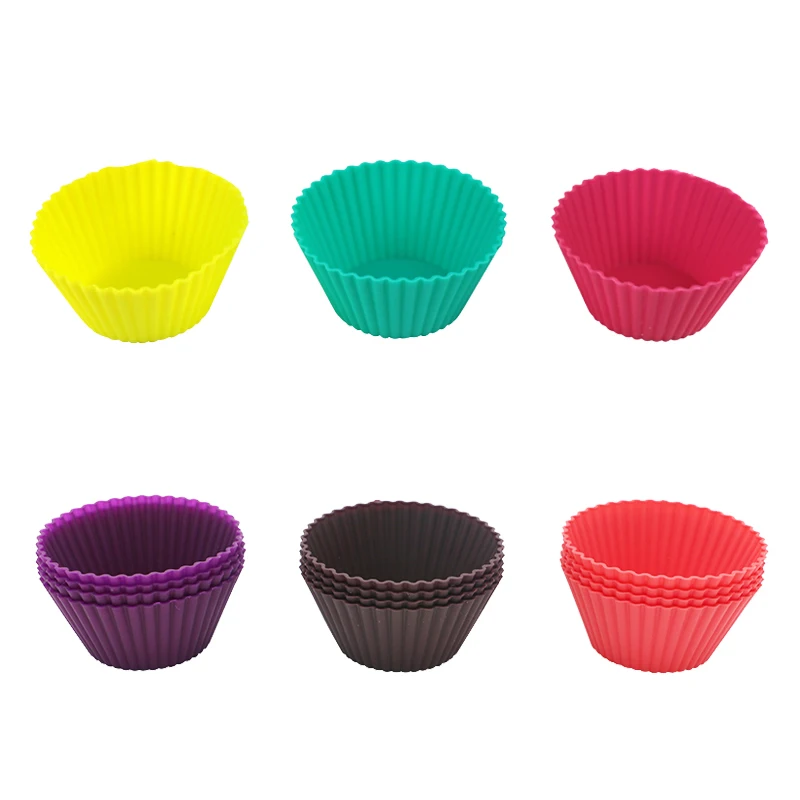 

Silicone Muffin Cups Cupcake Mold Stand Alone Reusable Non-Stick Baking Liners Standard Size Oven