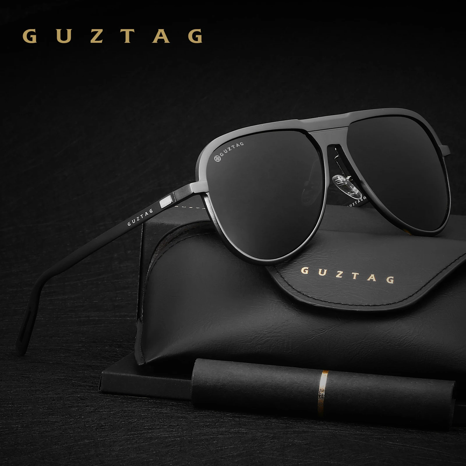 

GUZTAG Classic High End Sunglasses Polarized Men Driving Sun Glasses For Brand Design Mirror Eyewear Male, Picture shows