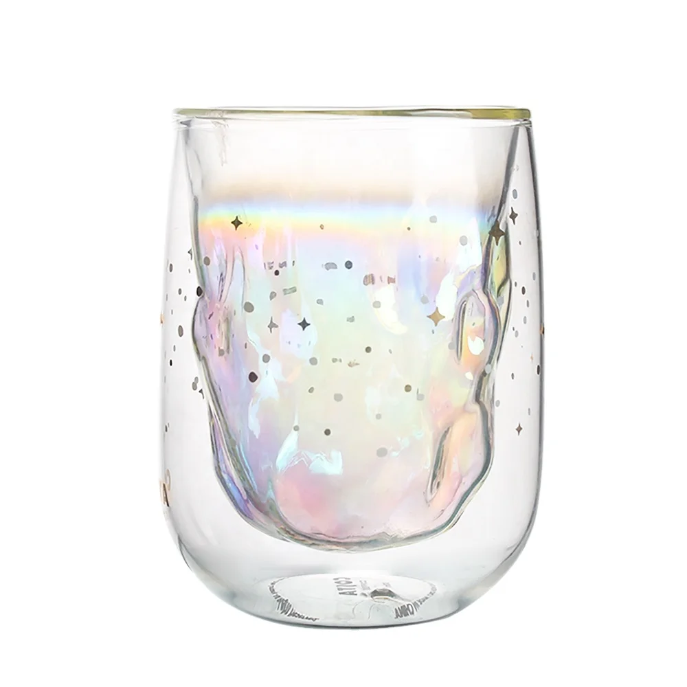 

color insulated customized unique handmade double wall coffee drinking glass cup, Clear/ customized color
